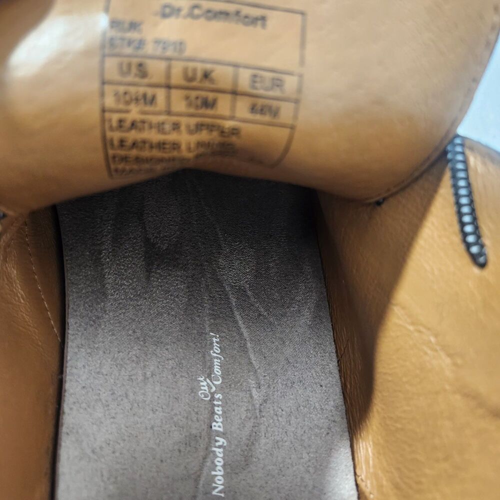 Mens 10.5 Dr. Comfort Wing 8320 Oxford Dress Shoes Brown Leather Wingtip Lace Up - Picture 8 of 13